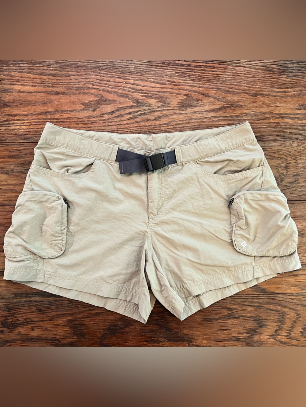 Columbia Women's Tan Cargo Shorts with Built-In Belt